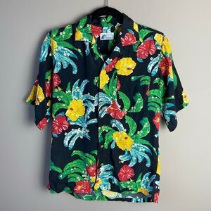Vtg 80s Islander Hawaiian Men's Short Sleeved Shirt Tropical Hibiscus Flowers Bu